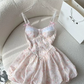 Cute Homecoming Dress Spaghetti Strap Pearl Prom Dress Back to School Outfits Party Dress  D6291