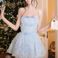 New Homecoming Dress Strapless Bowknot Lace Prom Dress Back to School Outfits Party Dress  D6293