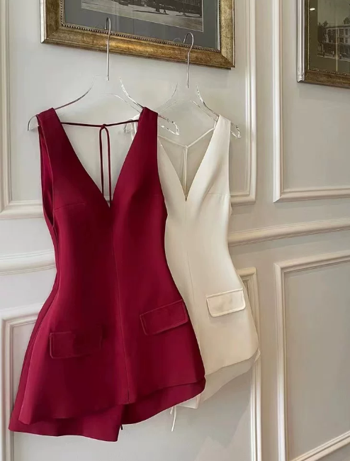 Simple Homecoming Dress V Neck Prom Dress Back to School Outfits Party Dress  D6300