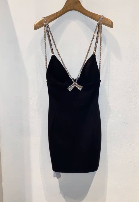 Pretty Homecoming Dress V Neck Rinestone Prom Dress Back to School Outfits Party Dress  D6276