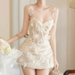 Charming Homecoming Dress Spaghetti Strap Flower Lace Prom Dress Back to School Outfits Party Dress  D6305