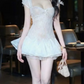 Charming Homecoming Dress Square Lace Prom Dress Back to School Outfits Party Dress  D6308