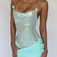 Shiny Homecoming Dress Spaghetti Strap Sequins Tulle Flower Prom Dress Back to School Outfits Party Dress  D6311