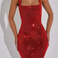Shiny Homecoming Dress Square Sequins Prom Dress Back to School Outfits Party Dress  D6312