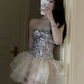 Shiny Homecoming Dress Sweetheart Sequins Cascade Prom Dress Back to School Outfits Party Dress  D6314