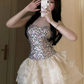 Shiny Homecoming Dress Sweetheart Sequins Cascade Prom Dress Back to School Outfits Party Dress  D6314