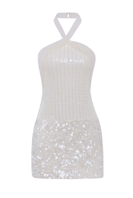 Pretty Homecoming Dress Halter Sequins Prom Dress Back to School Outfits Party Dress  D6317
