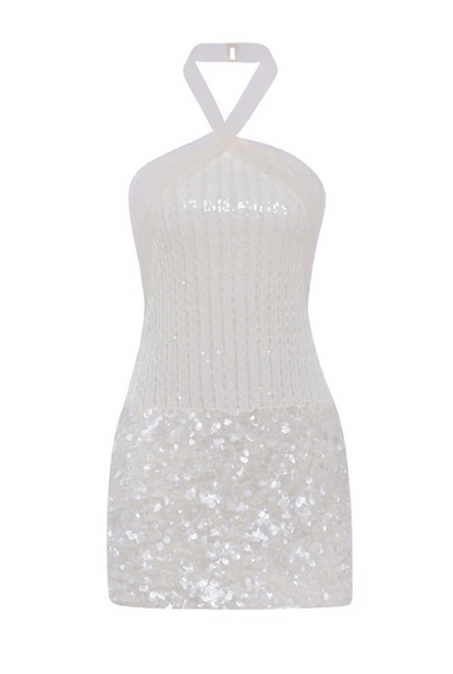 Pretty Homecoming Dress Halter Sequins Prom Dress Back to School Outfits Party Dress  D6317