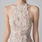 Elegant Homecoming Dress Halter Lace Applique Dress Back to School Outfits Party Dress  D6328