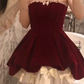 Chic Homecoming Dress Strapless Bowknot Rinestone Dress Back to School Outfits Party Dress  D6332