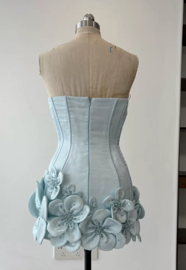 Chic Homecoming Dress Flower Beading Dress Back to School Outfits Party Dress  D6333