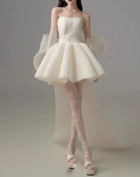 Stunning Homecoming Dress Strapless Applique Bowknot  Dress Back to School Outfits Party Dress  D6335