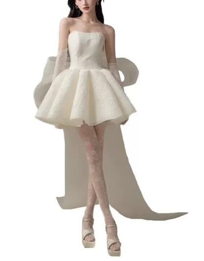 Stunning Homecoming Dress Strapless Applique Bowknot  Dress Back to School Outfits Party Dress  D6335