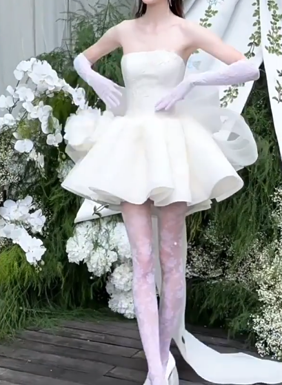 Stunning Homecoming Dress Strapless Applique Bowknot  Dress Back to School Outfits Party Dress  D6335