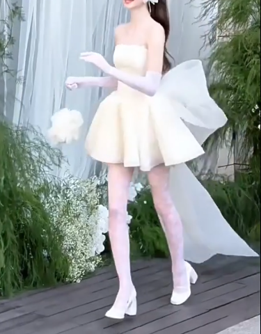Stunning Homecoming Dress Strapless Applique Bowknot  Dress Back to School Outfits Party Dress  D6335
