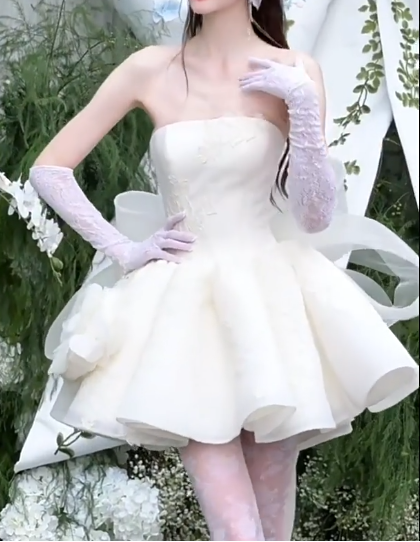 Stunning Homecoming Dress Strapless Applique Bowknot  Dress Back to School Outfits Party Dress  D6335