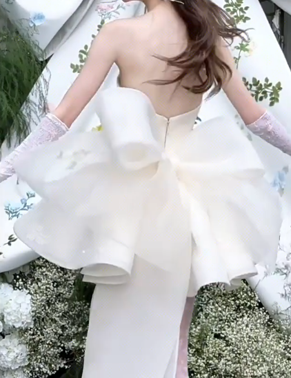 Stunning Homecoming Dress Strapless Applique Bowknot  Dress Back to School Outfits Party Dress  D6335