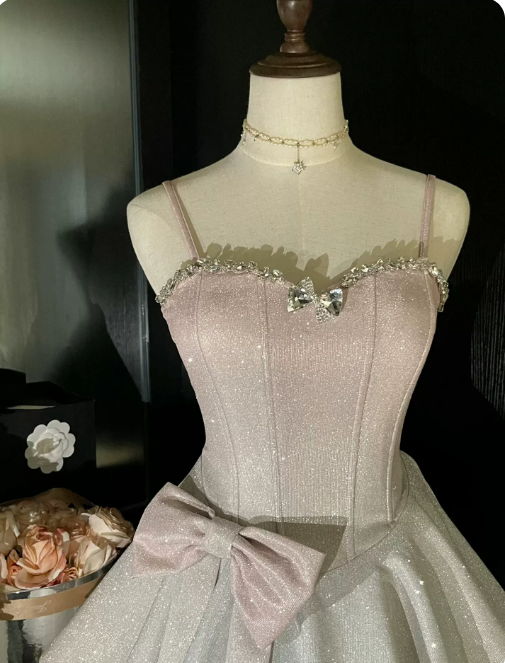 Stunning Homecoming Dress Spaghetti Strap Bowknot Dress Back to School Outfits Party Dress  D6337
