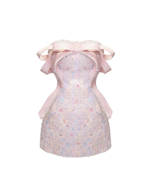Sweet Homecoming Dress Strapless Pearl Bowknot Dress Back to School Outfits Party Dress  D6338