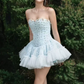 New Homecoming Dress Strapless Flower Lace Dress Back to School Outfits Party Dress  D6339