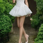 New Homecoming Dress Strapless Flower Lace Dress Back to School Outfits Party Dress  D6339