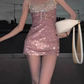 Shiny Homecoming Dress Spaghetti Strap Sequins Dress Back to School Outfits Party Dress  D6341
