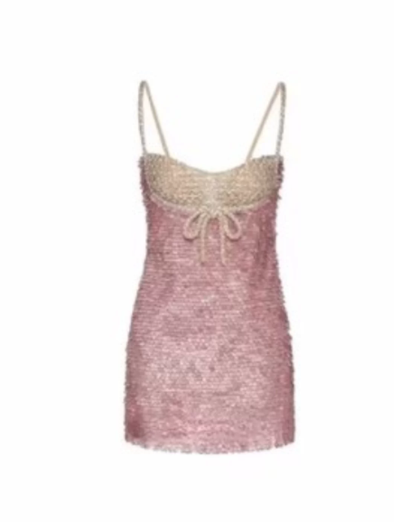 Shiny Homecoming Dress Spaghetti Strap Sequins Dress Back to School Outfits Party Dress  D6341