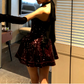 Shiny Homecoming Dress Halter Sequins Dress Back to School Outfits Party Dress  D6342