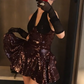 Shiny Homecoming Dress Halter Sequins Dress Back to School Outfits Party Dress  D6342