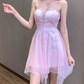 New Homecoming Dress V Neck Rinestone Tulle Dress Back to School Outfits Party Dress  D6344