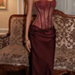 Elegant Prom Dress Strapless Lace Dress Evening Dress   D6320