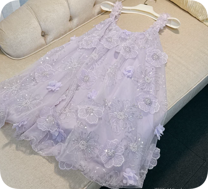 New Homecoming Dress Sheer Straps Flower Beading Dress Back to School Outfits Party Dress  D6348
