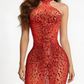 New Homecoming Dress Halter RineStone Hugging Dress Back to School Outfits Party Dress  D6350