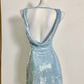 Shiny Homecoming Dress Jewel Sequins Backless Dress Back to School Outfits Party Dress  D6352