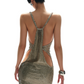 Shiny Homecoming Dress Spaghetti Strap Sequins Dress Back to School Outfits Party Dress  D6354