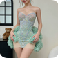 Stunning Homecoming Dress Sweetheart Rinestone Lace Dress Back to School Outfits Party Dress  D6355