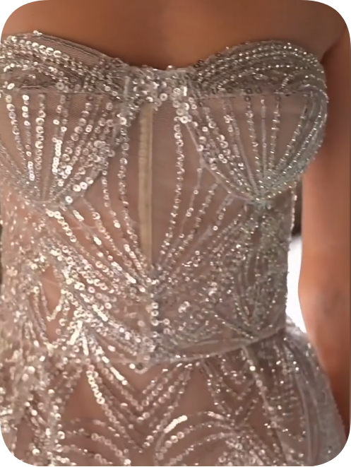 Stunning Homecoming Dress Strapless Beaded Dress Back to School Outfits Party Dress  D6357