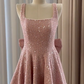 Sweet Homecoming Dress Square Bowknot Dress Back to School Outfits Party Dress  D6364