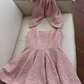 Sweet Homecoming Dress Square Bowknot Dress Back to School Outfits Party Dress  D6364