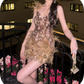 Elegant Homecoming Dress Sweetheart Lace Feather Dress Back to School Outfits Party Dress  D6366