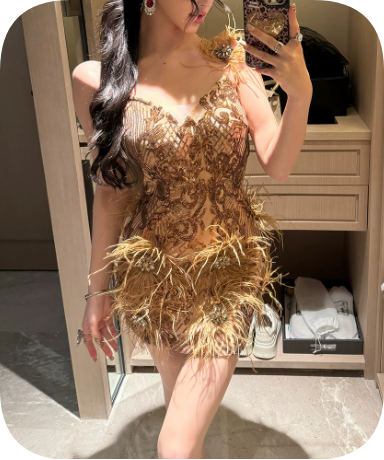 Elegant Homecoming Dress Sweetheart Lace Feather Dress Back to School Outfits Party Dress  D6366