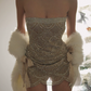 Charming Homecoming Dress Strapless Lace Bowknot Dress Back to School Outfits Party Dress  D6367