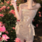Charming Homecoming Dress Strapless Lace Bowknot Dress Back to School Outfits Party Dress  D6367
