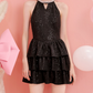 Charming Homecoming Dress Halter Rinestone Bowknot Dress Back to School Outfits Party Dress  D6368