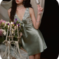 New Homecoming Dress Halter Sequins Bowknot Dress Back to School Outfits Party Dress  D6369