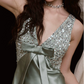 New Homecoming Dress Halter Sequins Bowknot Dress Back to School Outfits Party Dress  D6369