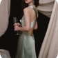 New Homecoming Dress Halter Sequins Bowknot Dress Back to School Outfits Party Dress  D6369