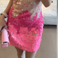 New Homecoming Dress Halter Sequins Dress Back to School Outfits Party Dress  D6372