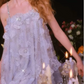 New Homecoming Dress Sheer Straps Flower Beading Dress Back to School Outfits Party Dress  D6348