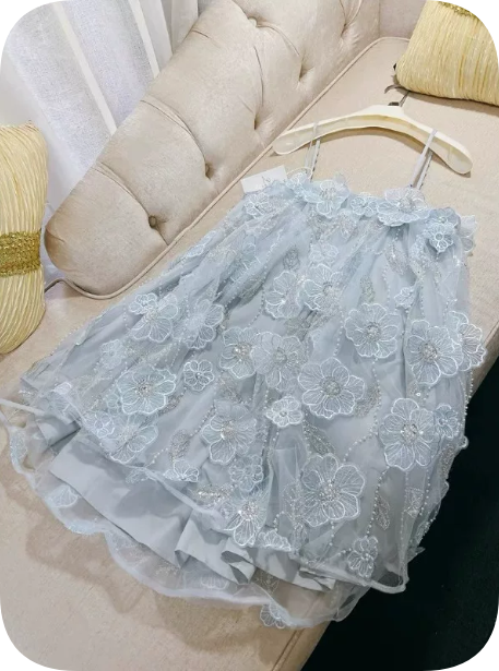 New Homecoming Dress Sheer Straps Flower Beading Dress Back to School Outfits Party Dress  D6348